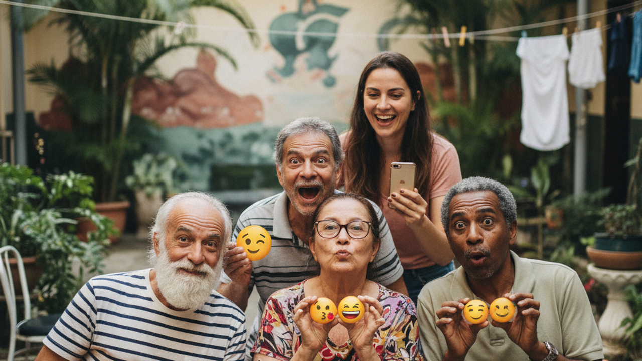 Residentes do Retiro dos Artistas imitam emojis e conquistam a web