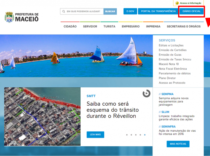 Confira acesso ao Diário Oficial durante manutenção do site
