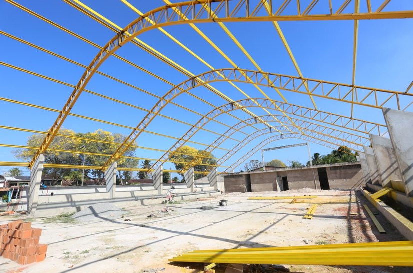 Obras do ginásio da Escola Municipal Joviniano Rodas em Marechal estão avançadas