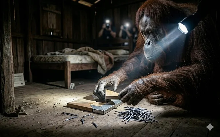 Orangotango do Zoológico de Moscou chama atenção por resolver quebra-cabeças