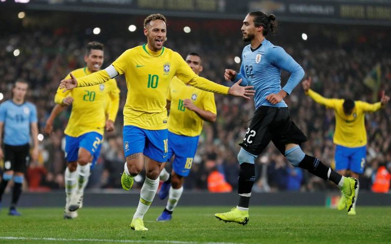 Com gol de pênalti de Neymar, Brasil ganha do Uruguai por 1 a 0 em Londres