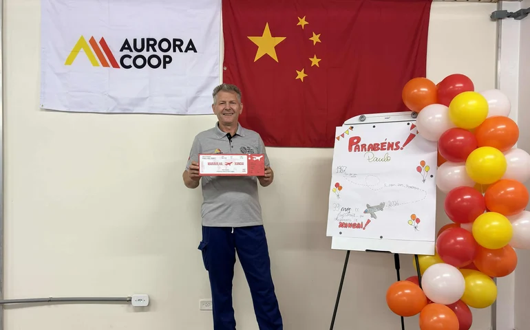Concurso cultural celebra 57 anos da Aurora Coop e premia cooperado e colaboradores com viagem à China