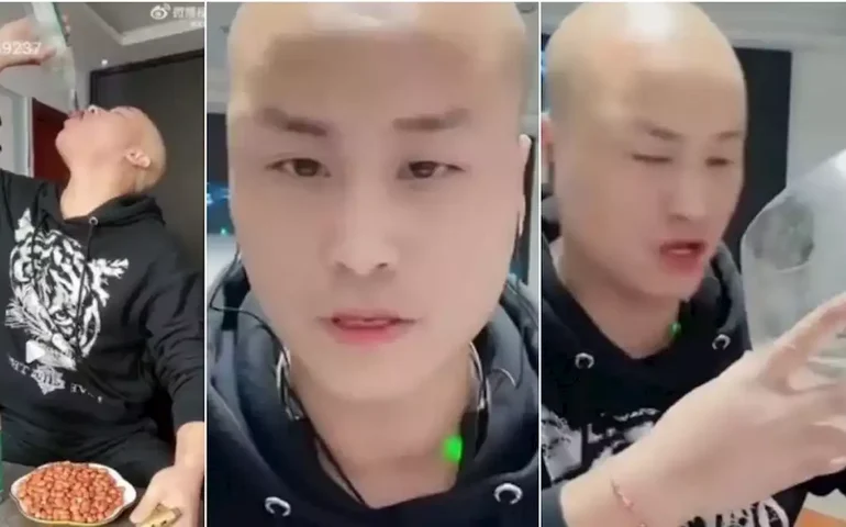 Influenciador chinês morre após ingerir várias garrafas de bebida alcoólica em live