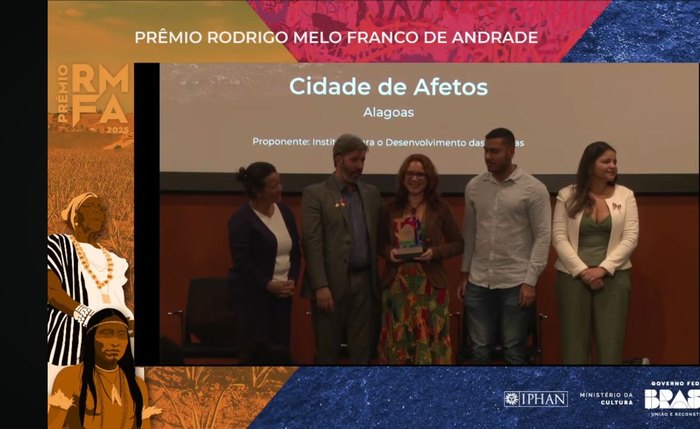 Projeto alagoano “Cidade de Afetos” recebe prêmio nacional em cerimônia oficial do IPHAN, em Brasília Projeto alagoano “Cidade de Afetos” recebe prêmio nacional em cerimônia oficial do IPHAN, em Brasília