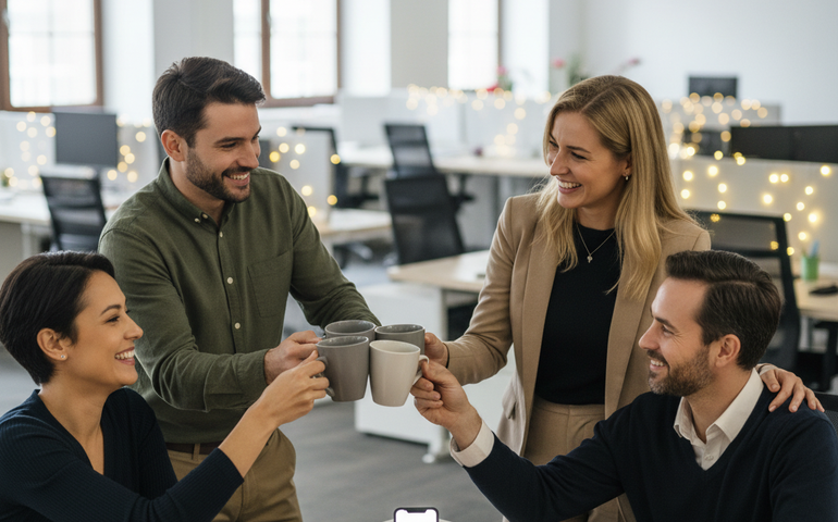 As 8 mensagens para enviar aos colegas de trabalho antes do folgão de Natal