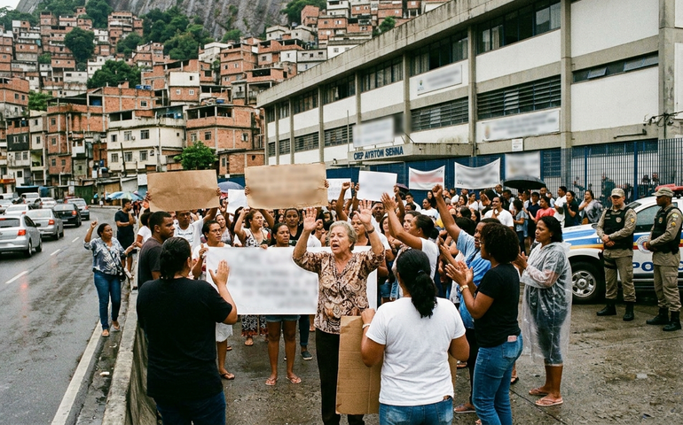 Ciep na Rocinha está sem luz há 40 dias; pais e moradores protestam