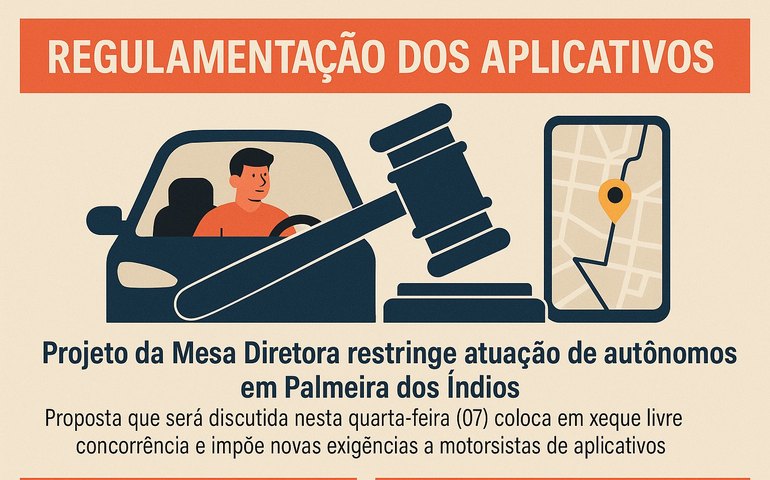 Projeto de vereadores que compõe a Mesa Diretora restringe atuação de autônomos em Palmeira dos Índios