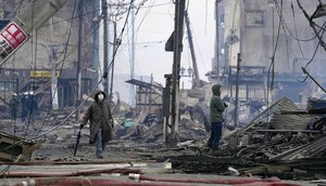 Área comercial e residencial na cidade de Wajima, uma das mais afetadas / Foto: KYODO/VIA REUTERS - 02.01.2024