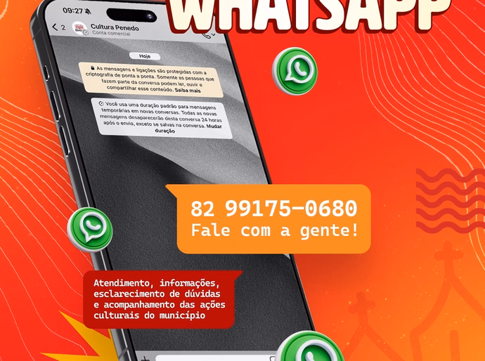 Secretaria de Cultura de Penedo disponibiliza número de WhatsApp para atendimento
