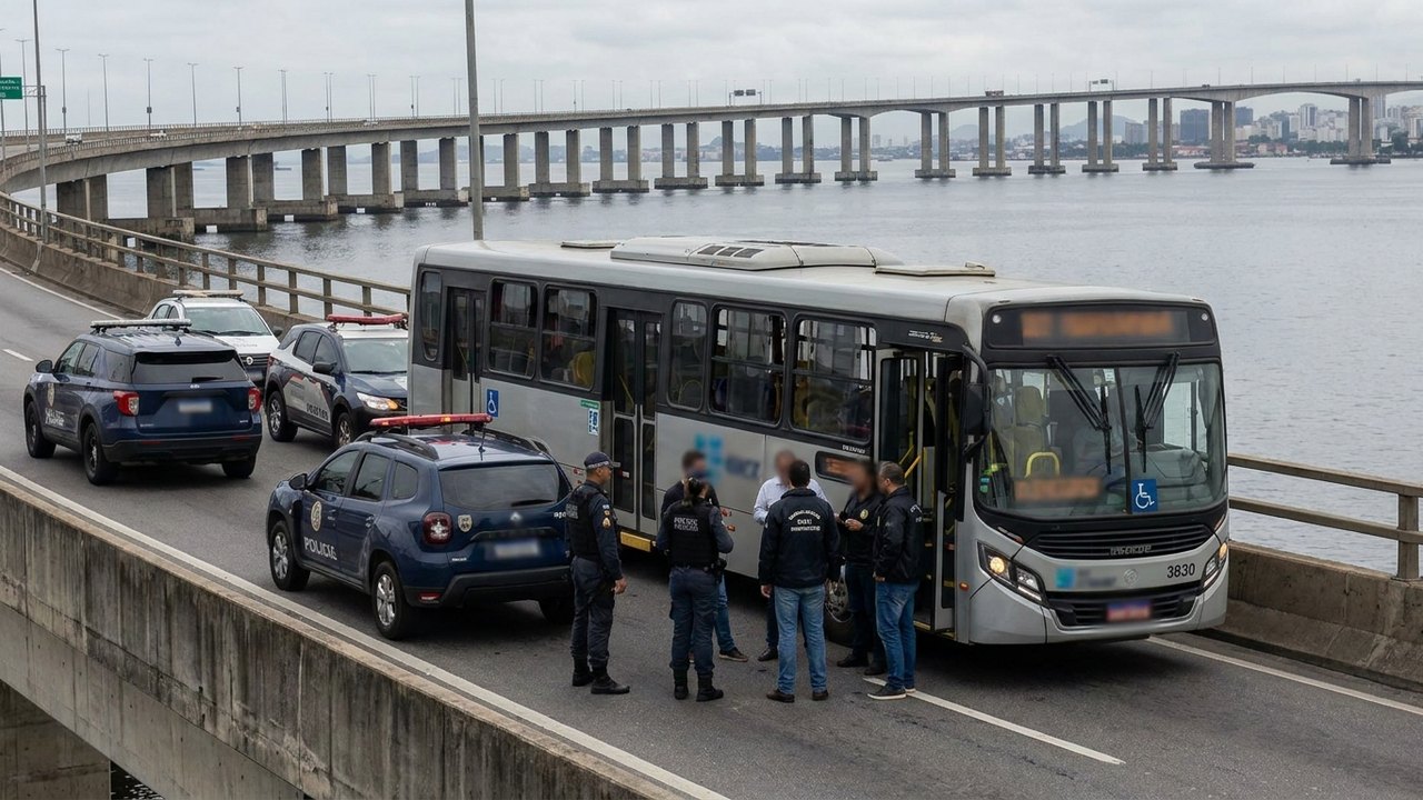 Polícia Civil investiga assalto a ônibus na Ponte Rio-Niterói; ao menos nove passageiros registraram ocorrência