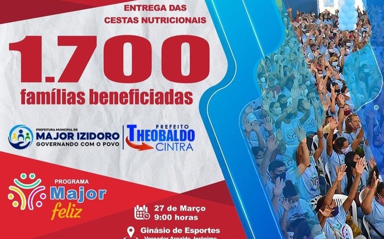 Programa Major Feliz faz nova entrega de cestas nutricionais a 1.700 famílias na segunda, 27