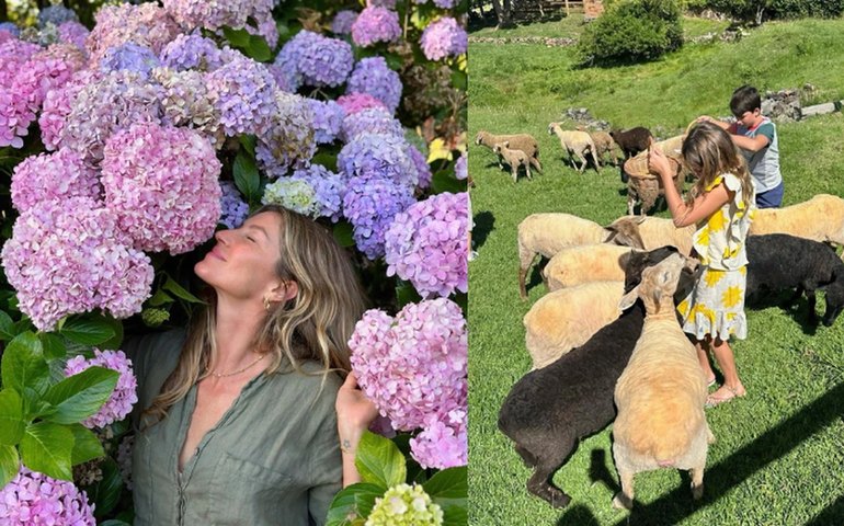 Gisele Bündchen compartilha fotos de viagem com os filhos ao RS