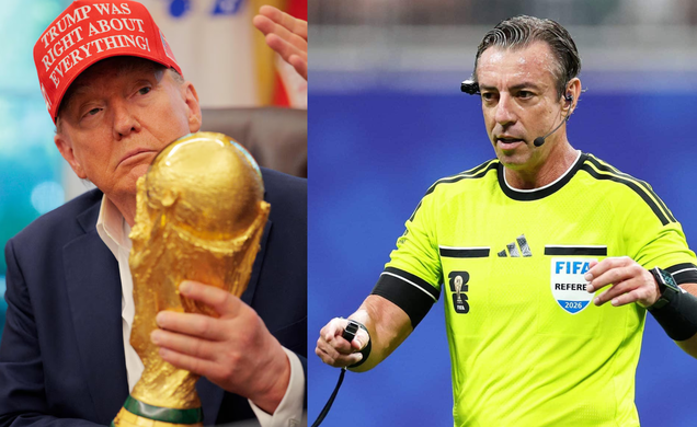 Donald Trump (presidente dos EUA) e Raphael Claus (árbitro brasileiro)