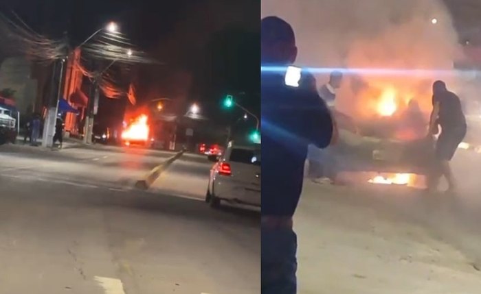 Veículo foi tomado pelas chamas na parte alta de Maceió