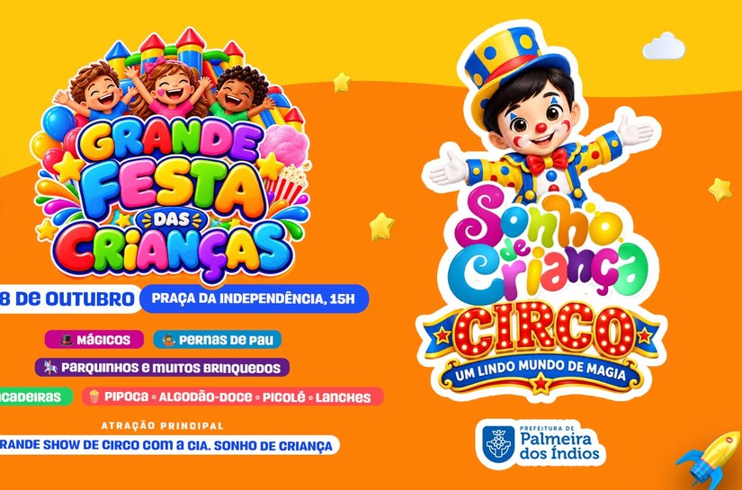 Prefeitura de Palmeira promove festa para crianças neste domingo (18) e reforça ações de inclusão social e proteção à infância