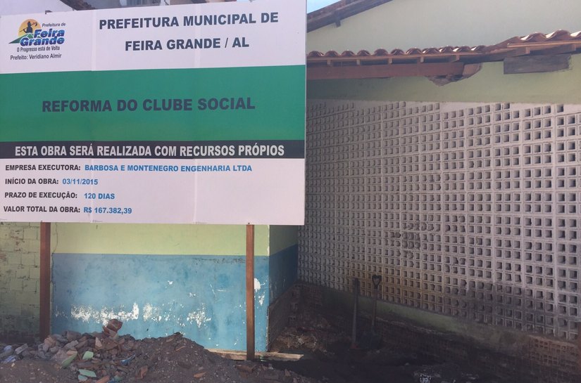 Prefeitura de Feira Grande inicia reforma do Clube Social