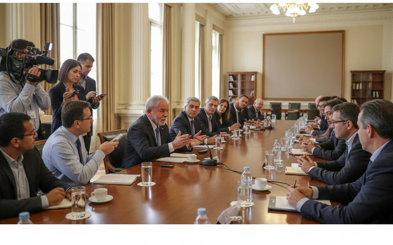 Lula concede entrevista a jornalistas no Palácio do Planalto para fazer balanço de fim de ano