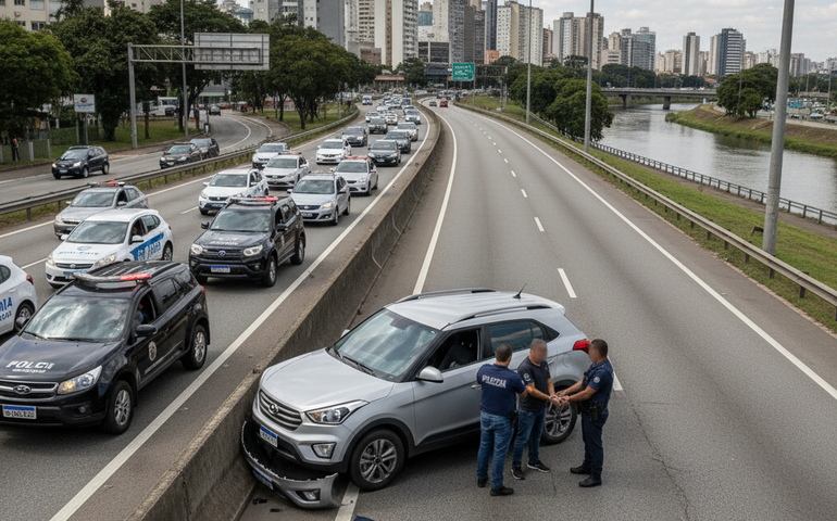 Três homens são presos após perseguição policial na Marginal Tietê, em SP