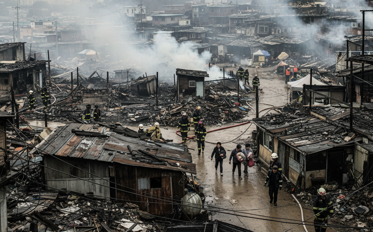 Incêndio atinge favela em Seul e força evacuação de mais de 250 moradores