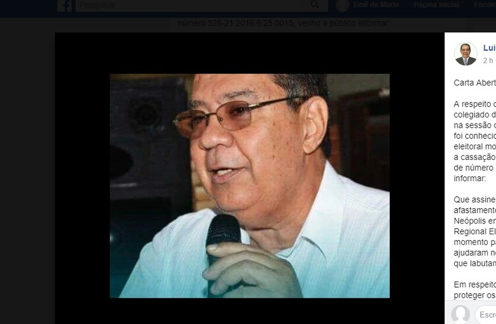 Redes sociais Dr. Luizinho / Foto: Print das redes sociais
