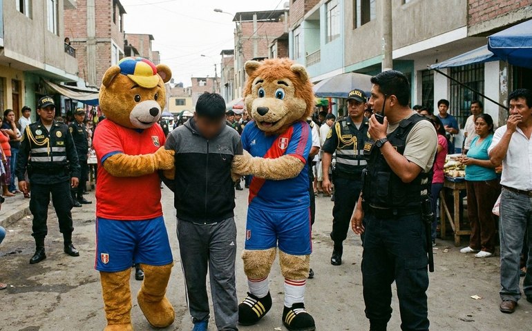 Policiais se vestem de mascotes da Copa para prender suspeito no Peru