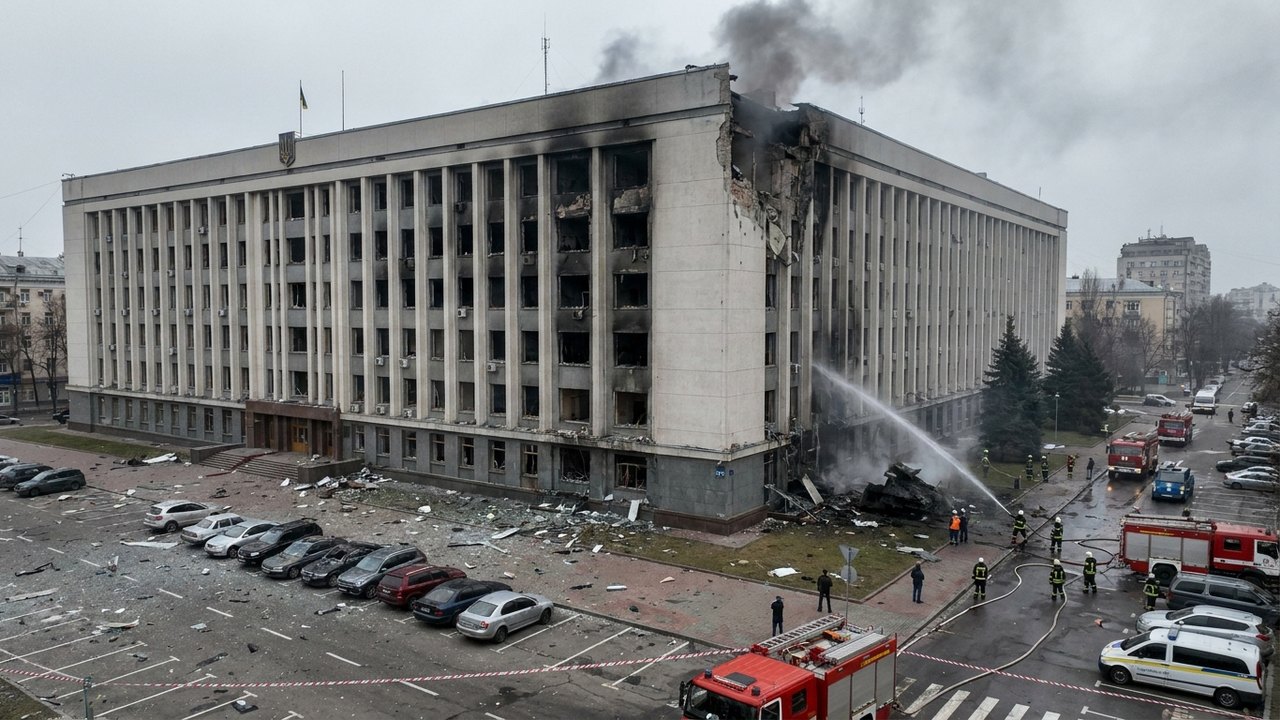 Drone russo atinge sede do serviço de segurança da Ucrânia em Kiev