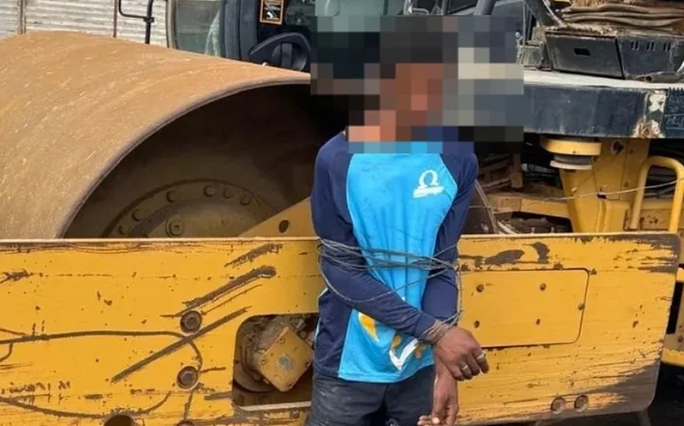 Homem é amarrado à máquina por vigilante após tentativa de furto em obra da Ciclovia do Trabalhador em Arapiraca