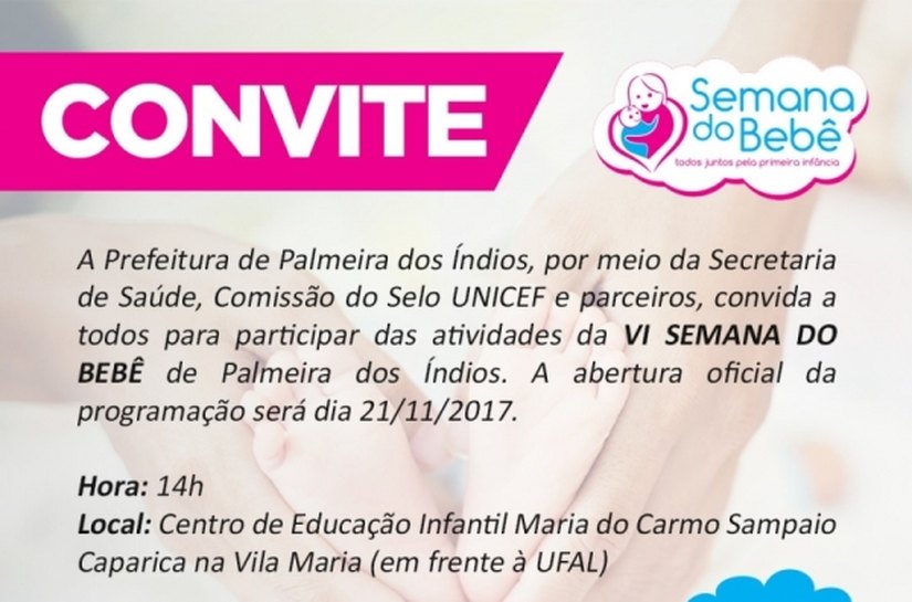 VI Semana do Bebê será iniciada na próxima terça em Palmeira dos Índios