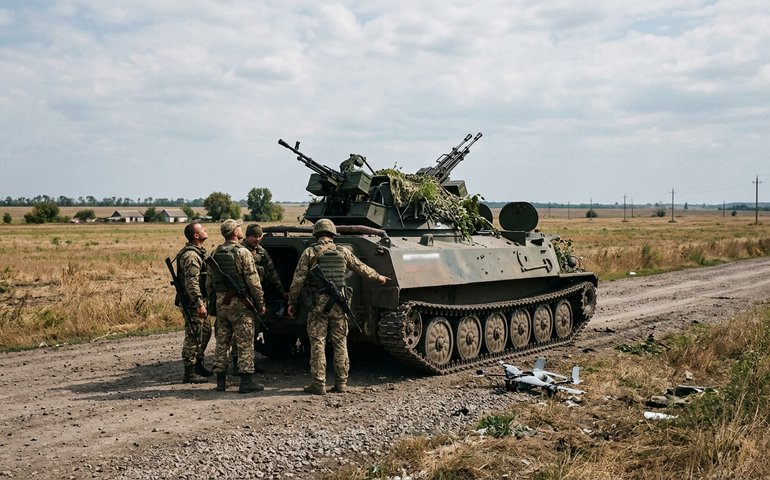 Equipe antiaérea russa abate drone ucraniano com veículo Yolka na região de Kherson