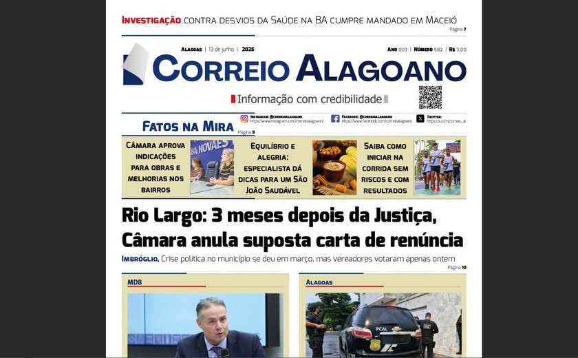 Rio Largo: 3 meses depois da Justiça, Câmara anula suposta carta de renúncia