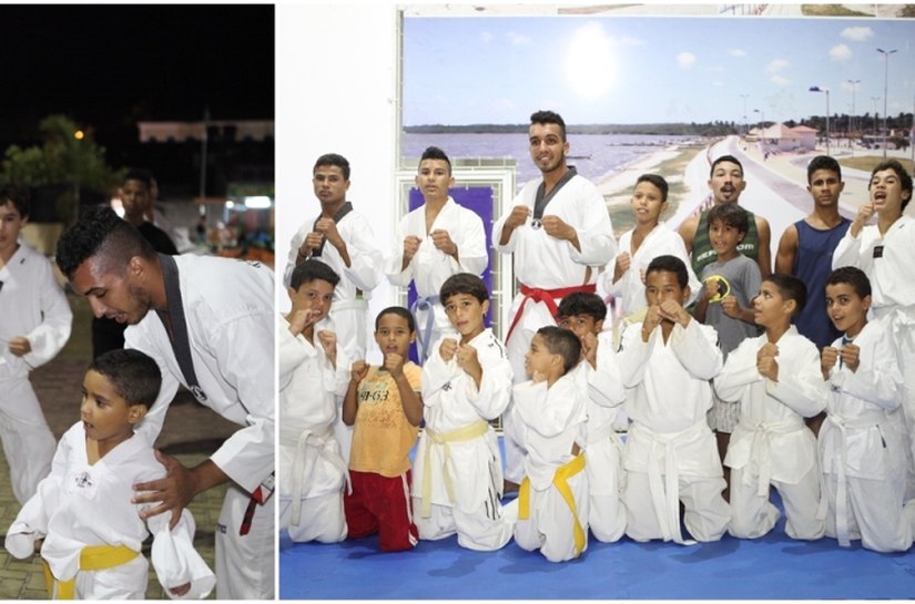 Crianças participam de artes marciais no espaço cultural em Marechal