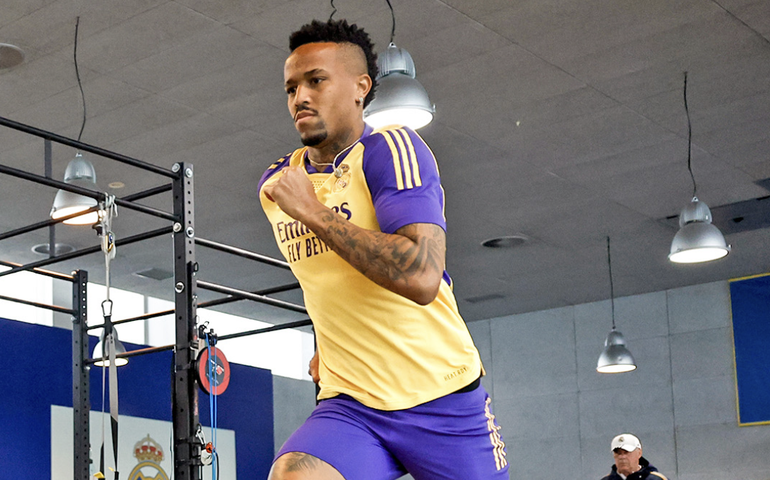 Real Madrid divulga treino de Militão e indica retorno do zagueiro para abril