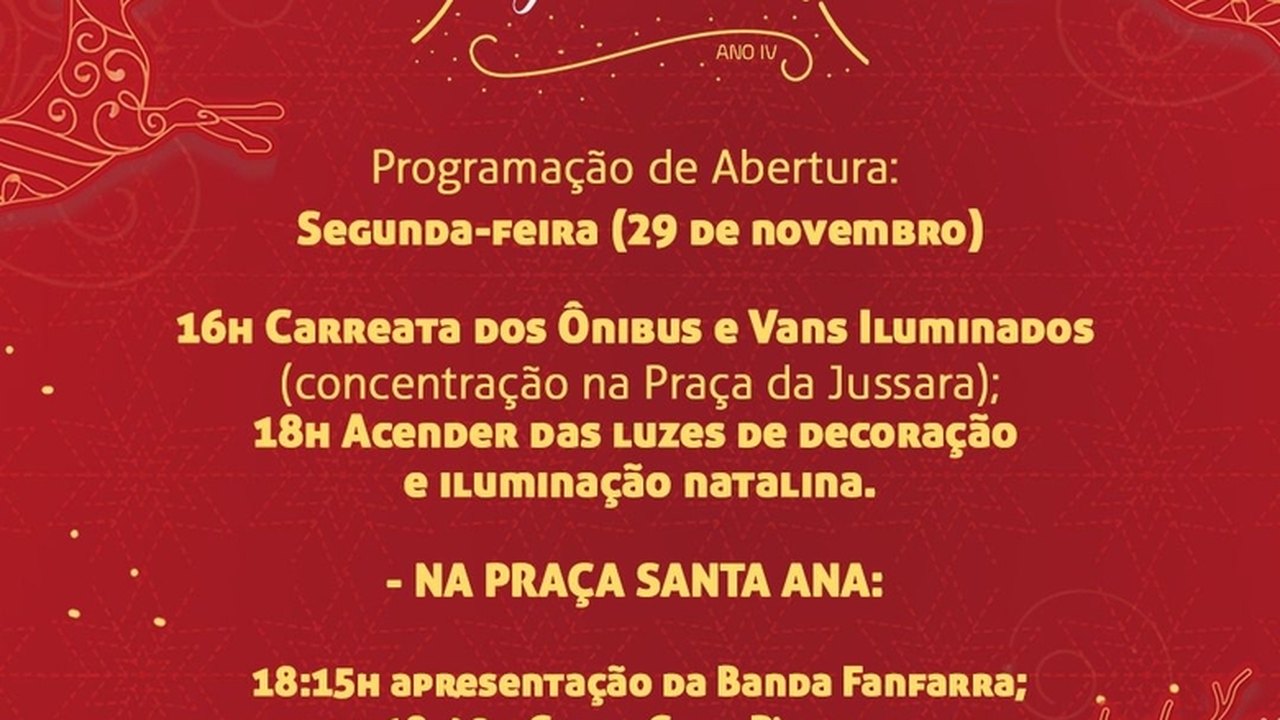 Prefeitura de Santana do Mundaú divulga programação da 5ª edição do projeto Vivendo a Magia do Natal
