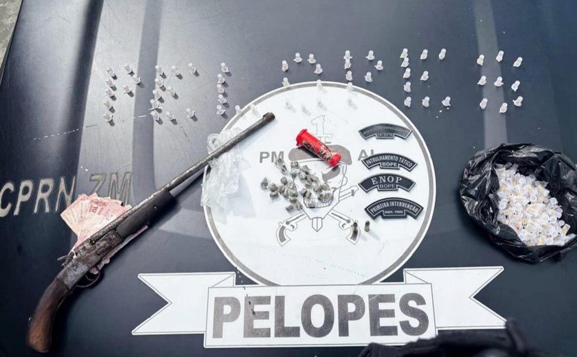 PM flagra tráfico e apreende drogas e arma de fogo em União dos Palmares