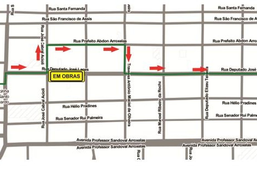 Linhas são desviadas para obras na Deputado José Lages