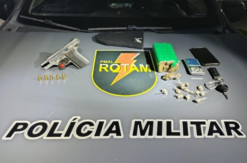 Em ações de combate ao tráfico, PM apreende drogas e arma na parte alta de Maceió