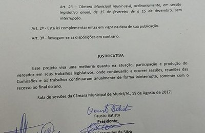 Vereadores de Murici emitem sinal de fumaça para dias melhores. Exemplo para todos