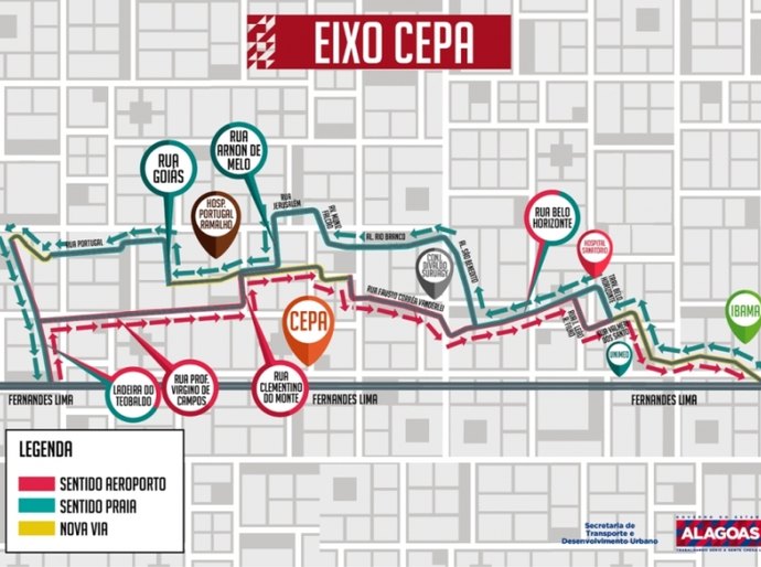 Eixo Cepa terá nove quilômetros de extensão e beneficiará toda a Maceió