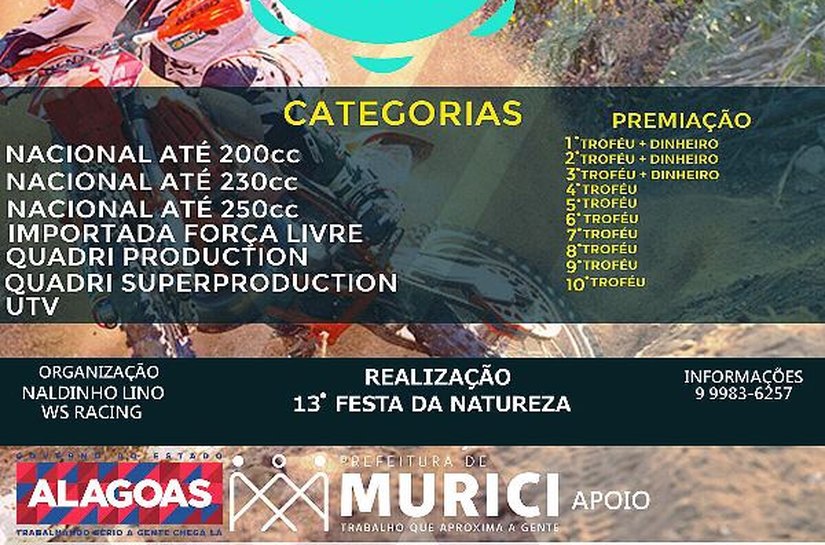 Murici vai sediar o I Enduro da Natureza e inscrições já estão abertas