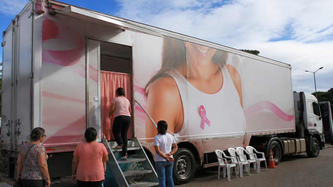 Caminhão mamógrafo da Fundação Laço Rosa vai estacionar em Campo Grande nesta semana com atendimento gratuito