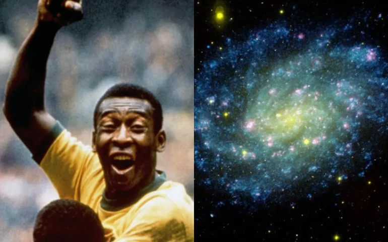Nasa homenageia Pelé com imagem de galáxia nas cores do Brasil