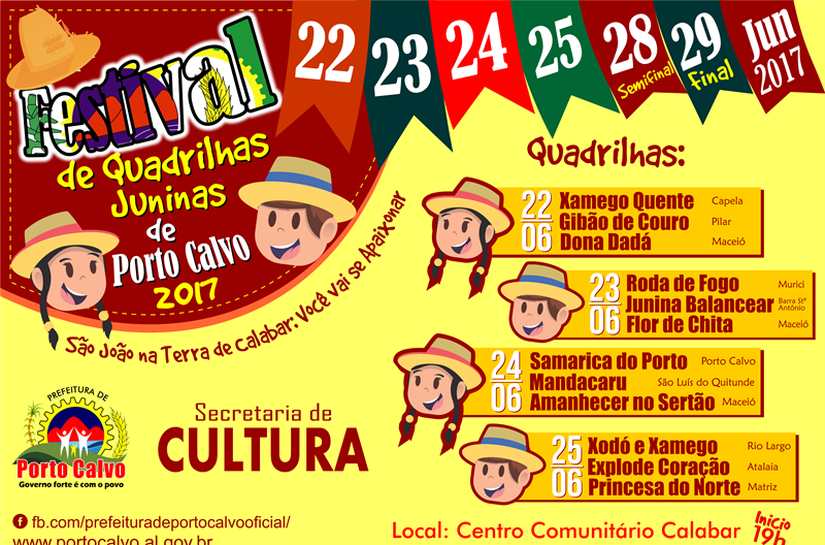 Porto Calvo anuncia a programação do Festival de Quadrilhas Juninas 2017
