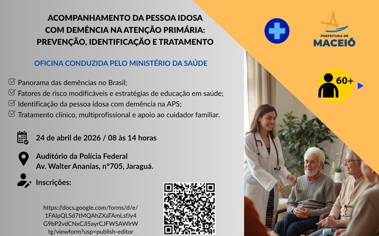 Saúde abre inscrições para oficina sobre acompanhamento da pessoa idosa com demência