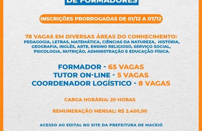 Educação prorroga seleção interna que irá selecionar 78 formadores