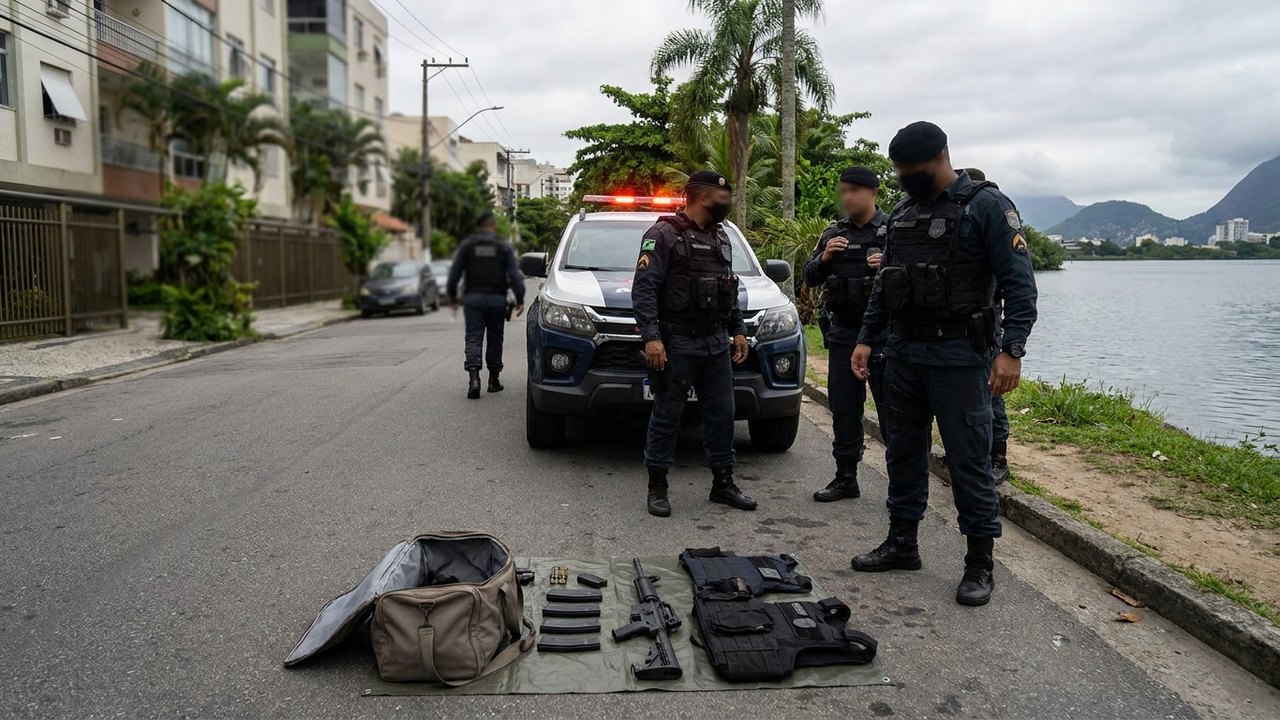 Polícia persegue e prende suspeito que transportava fuzil, carregadores e colete na Lagoa, na Zona Sul do Rio