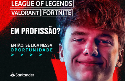 Santander Gamer Pro oferece 8 mil bolsas de estudo para streamers e jogadores de Valorant, LoL e Fortnite