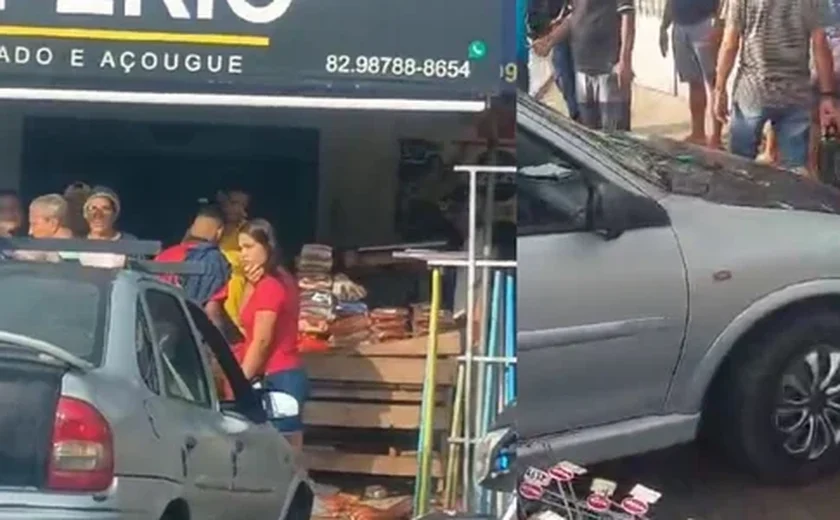 Carro invade açougue e deixa três feridos no Benedito Bentes, em Maceió