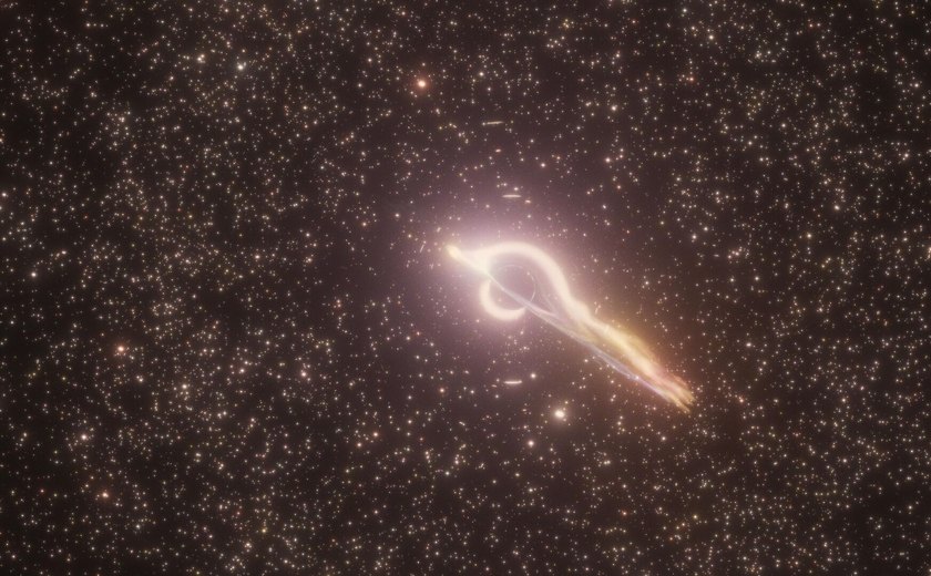 Buraco negro raro devora estrela e revela pistas sobre a formação dos supermassivos (IMAGEM)