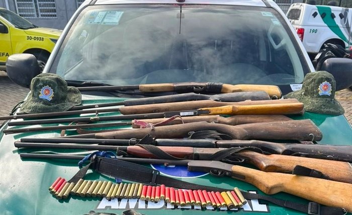 Batalhão Ambiental apreende nove armas e resgata aves silvestres mantidas em cativeiro em São José da Laje Batalhão Ambiental apreende nove armas e resgata aves silvestres mantidas em cativeiro em São José da Laje