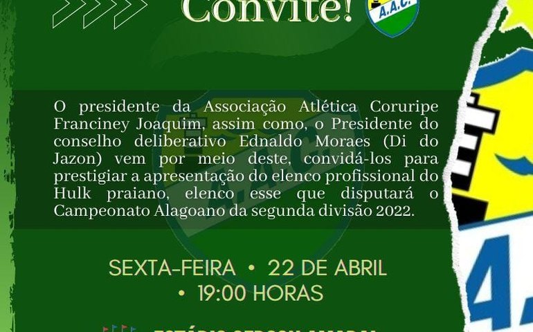 Coruripe busca novos talentos para o Alagoano Série B através de seletiva